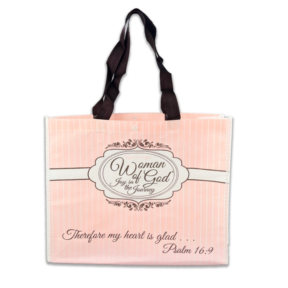 NEW Woman of God Tote Bag 14x12x4 Faith Scripture Pink Tote Bag